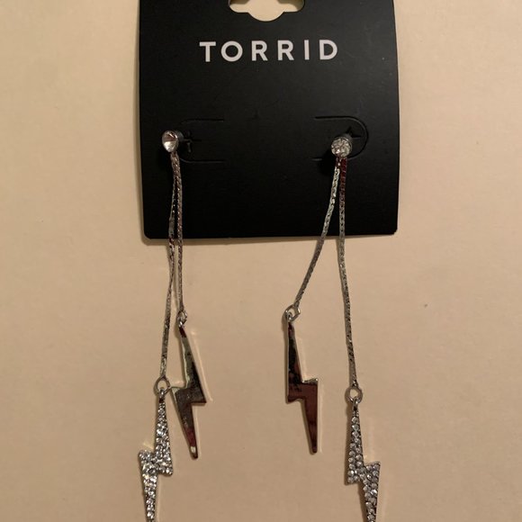 NWT LIGHTNING BOLT EARRING - GOLD & SILVER TONE - Picture 4 of 6